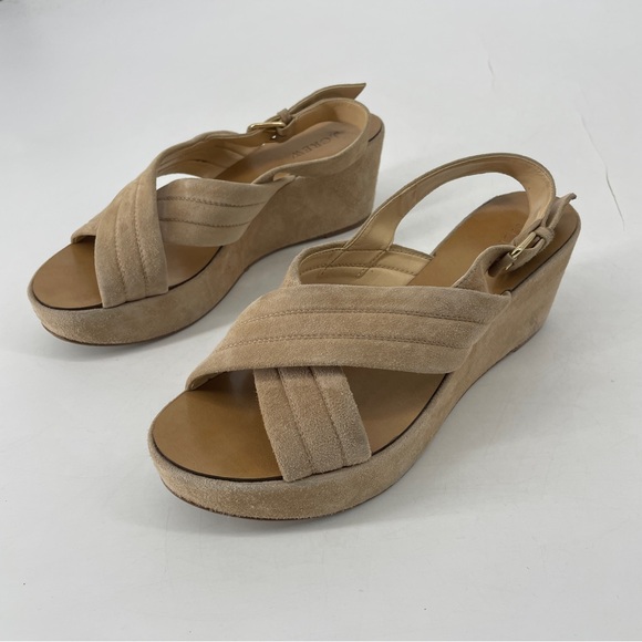 J. Crew Shoes - J Crew Marcie Tan Suede Criss Cross Wedge Sandals 8 shoes